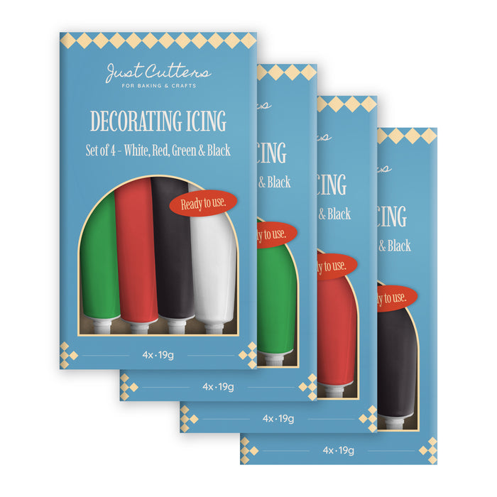 Red, Black, White & Green Writing Icing Tubes – Ready-to-Use Icing Pens for Cakes & Biscuits