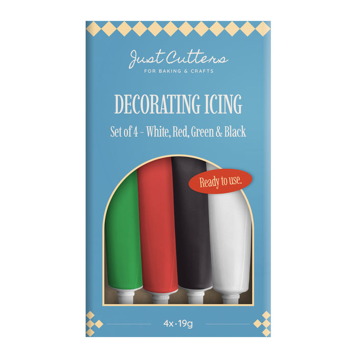 Red, Black, White & Green Writing Icing Tubes – Ready-to-Use Icing Pens for Cakes & Biscuits