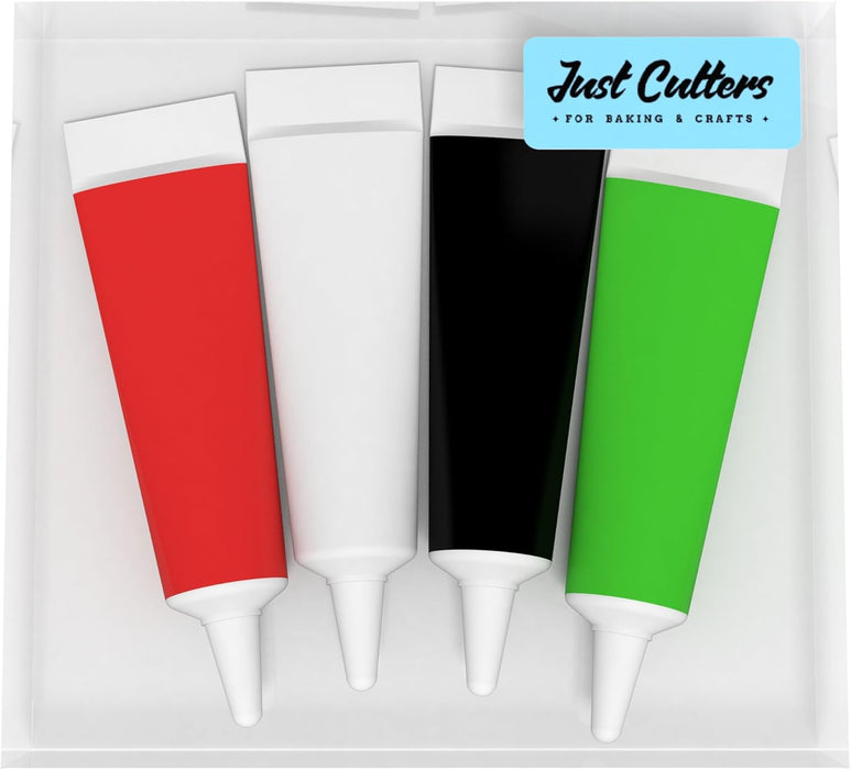 Red, Black, White & Green Writing Icing Tubes – Ready-to-Use Icing Pens for Cakes & Biscuits