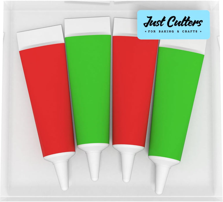 Red & Green Writing Icing Tubes – Ready-to-Use Icing Pens for Cakes & Biscuits
